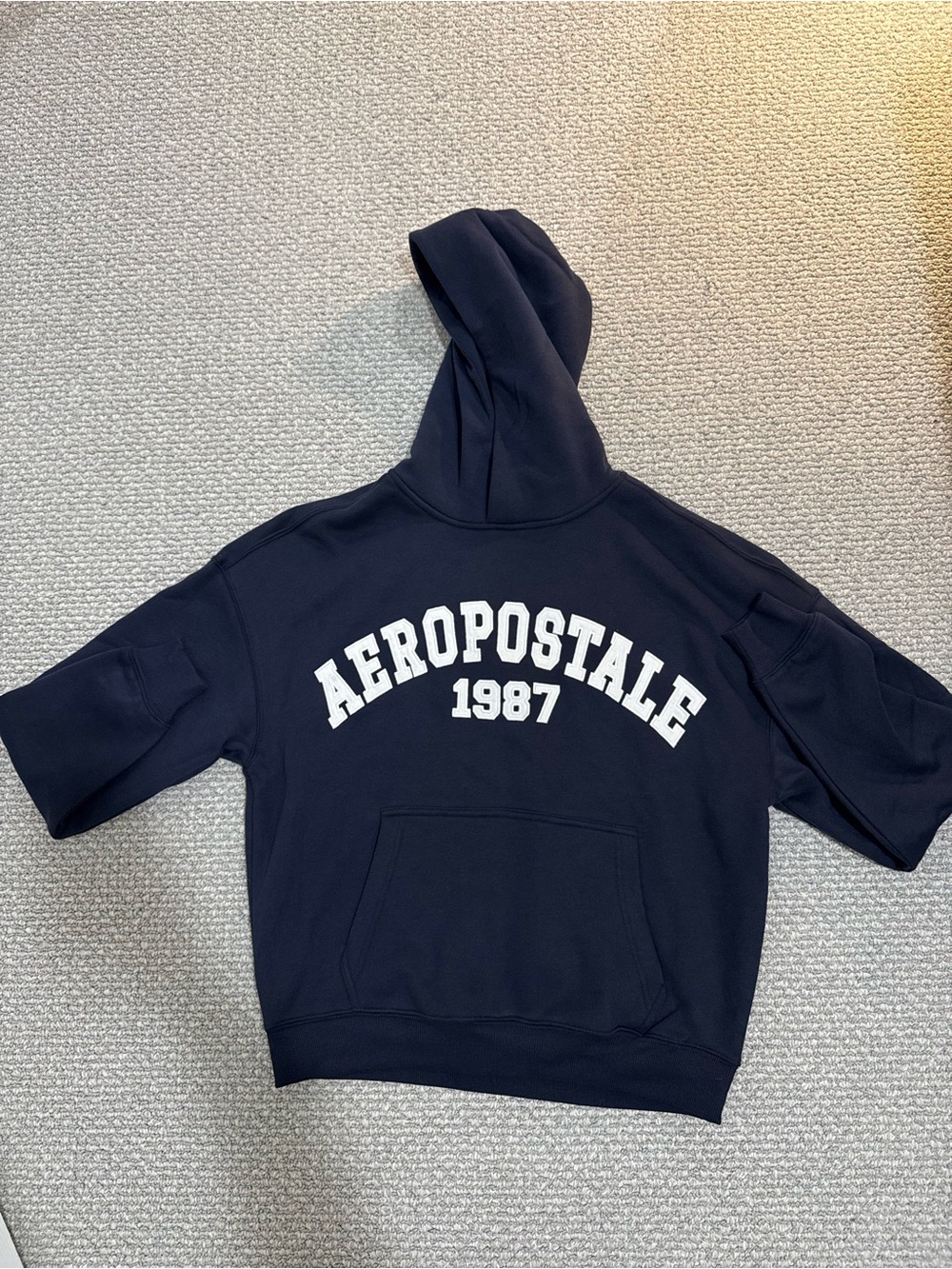 Aeropostale Navy Blue Pullover Hoodie with White Logo